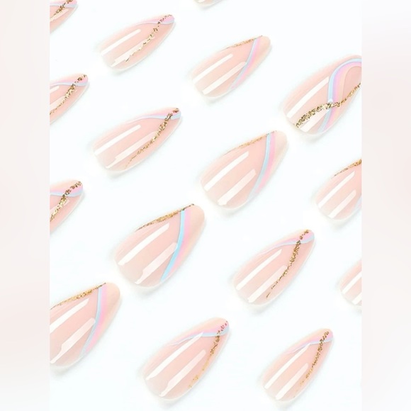 New Reusable Long Almond Shape Press On Nails - Picture 3 of 4